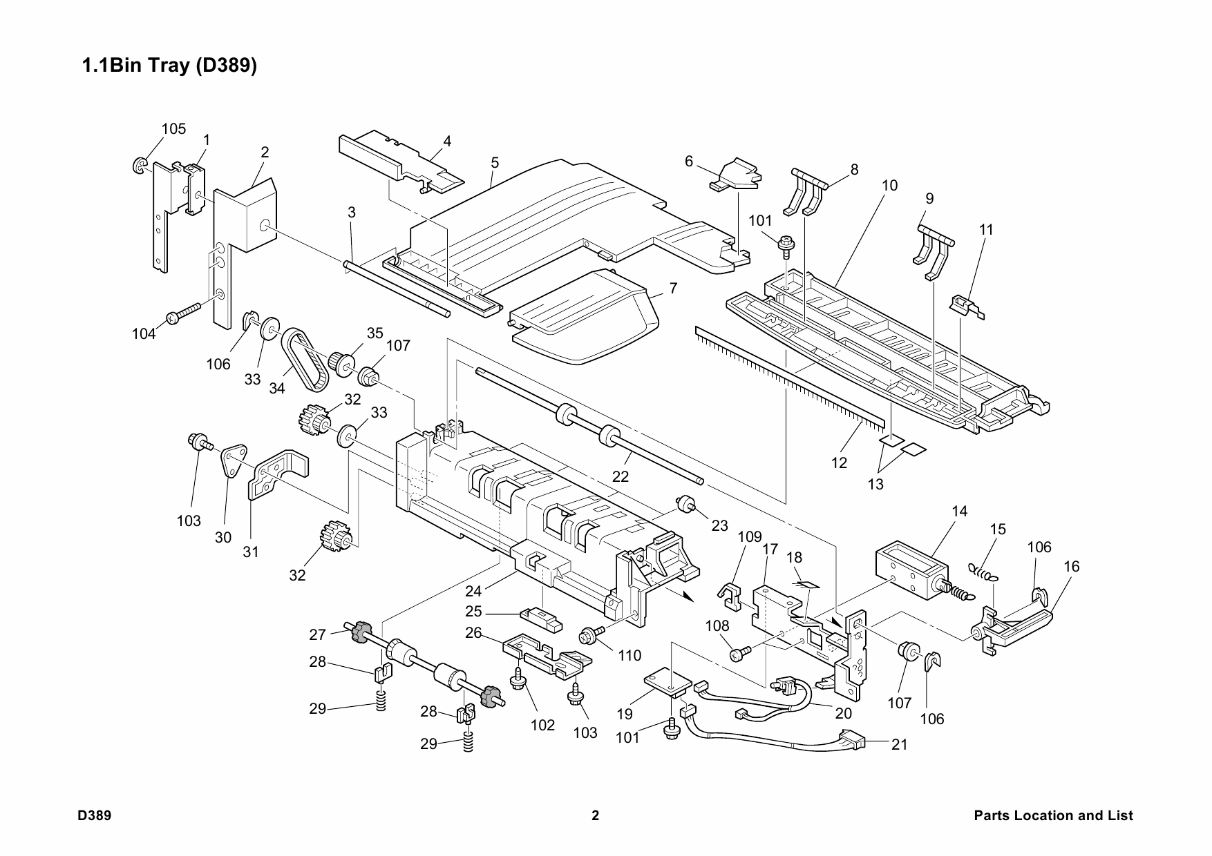 RICOH Options D389 1-BIN-TRAY-BN3040 Parts Catalog PDF download-2